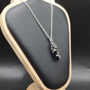 925 Silver Necklace W/ Purple Amythest Crytsal Floral Anniversary Birthday Gift